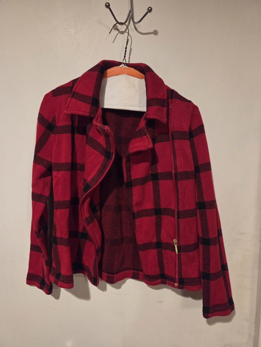 Chaps Red Plaid Women’s Zip-Front Jacket Size Small